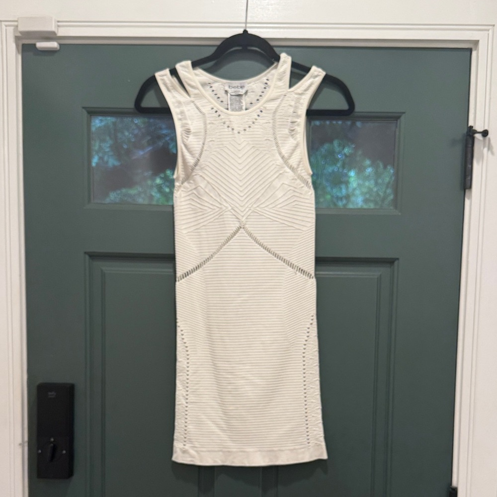 Bebe White Textured Midi Dress